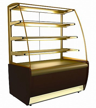 Витрина холодильная Полюс K70 VH 1,3-1 LIGHT Chocolate  Паттерн (0105 Венге)